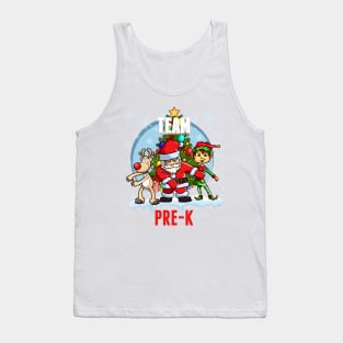 Team Pre-K Santa Elf Reindeer Flossing Kids Christmas Tank Top